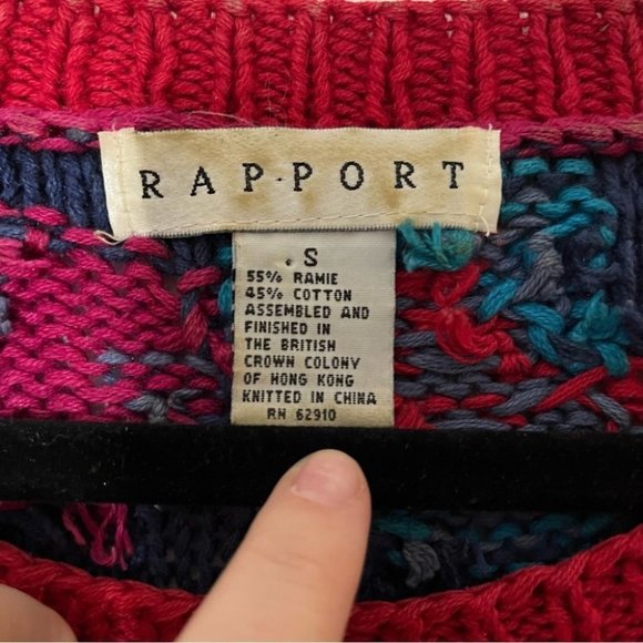 Vintage Cotton Ramie colourful knit oversized sweater - Picture 4 of 7